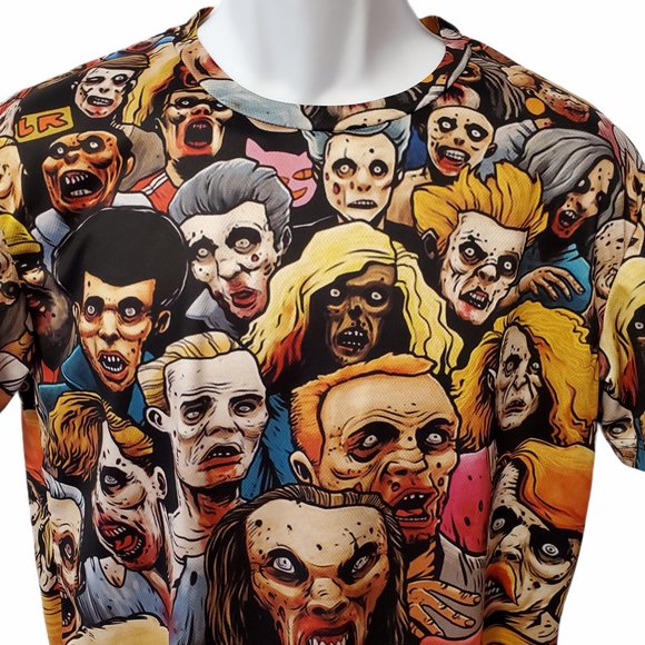 Zombie Vampire Creepy Ghouls Evil Halloween T Shirt All Over Print Men's Small - Picture 2 of 6